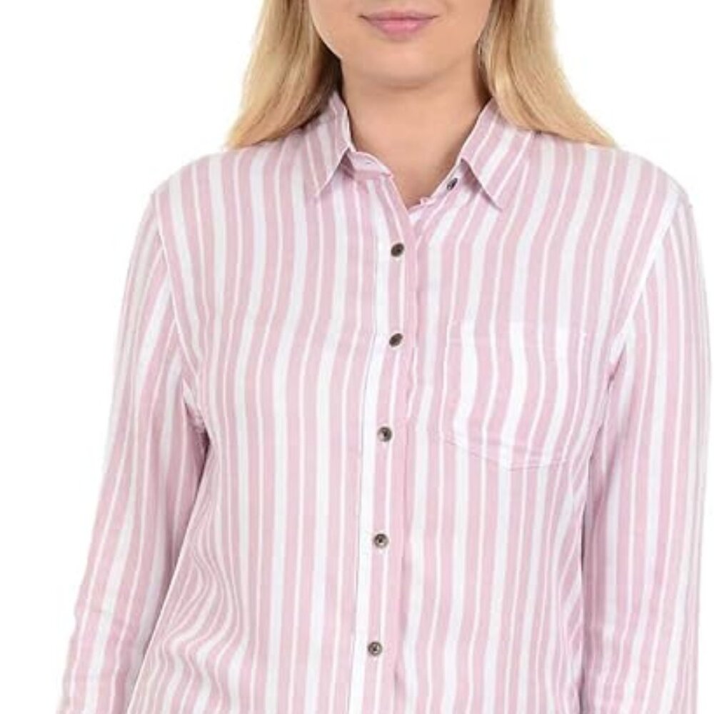 Jachs Girlfriend Long Sleeve Button Down Striped Shirt‎ Medium